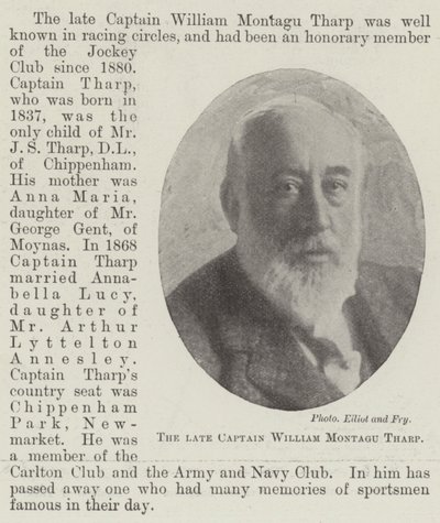 Zesnulý kapitán William Montagu Tharp od English Photographer