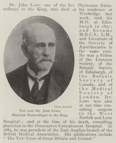 Zesnulý doktor John Lowe, mimořádný lékař krále od English Photographer
