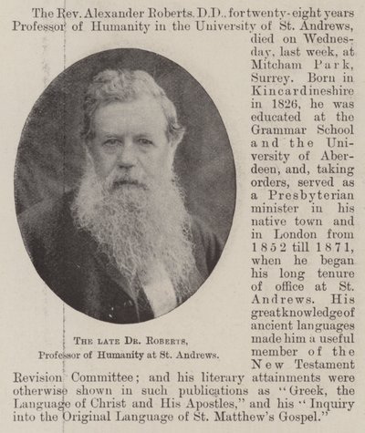 Zesnulý Dr Roberts, profesor humanity v St Andrews od English Photographer
