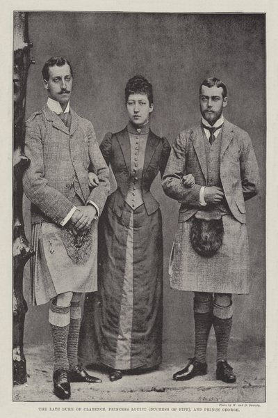 Zesnulý vévoda z Clarence, princezna Louise (vévodkyně z Fife) a princ George od English Photographer