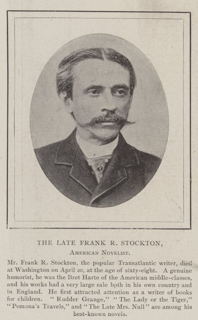 Zesnulý Frank R Stockton, americký romanopisec od English Photographer