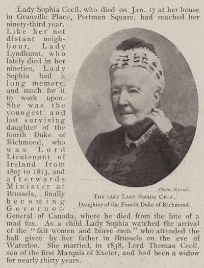 Zesnulá lady Sophia Cecil, dcera čtvrtého vévody z Richmondu od English Photographer
