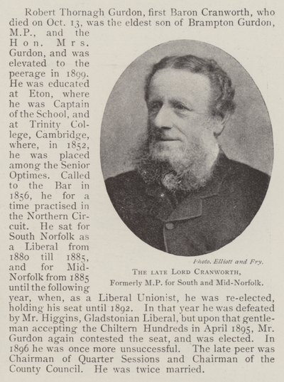 Zesnulý lord Cranworth, dříve poslanec za jih a střední Norfolk od English Photographer