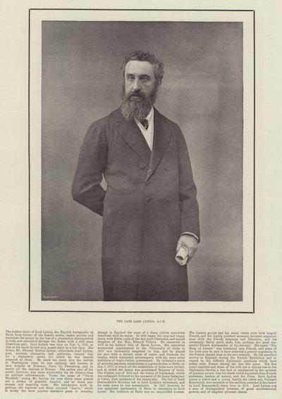 Zesnulý lord Lytton, GCB od English Photographer