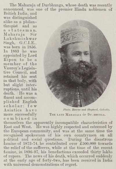 Zesnulý maharádža z Durbhunga od English Photographer
