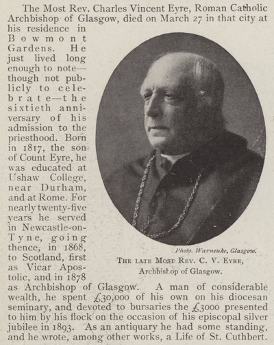 Zesnulý nejreverend CV Eyre, arcibiskup z Glasgow od English Photographer