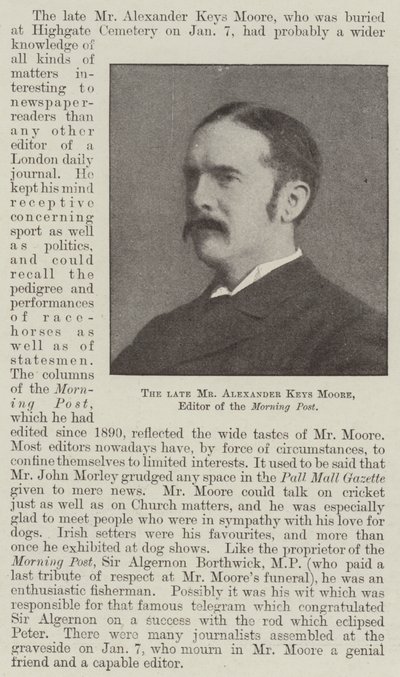 Zesnulý pan Alexander Keys Moore, redaktor Morning Post od English Photographer