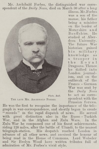 Zesnulý pan Archibald Forbes od English Photographer