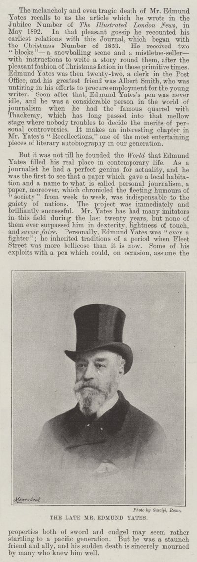 Zesnulý pan Edmund Yates od English Photographer