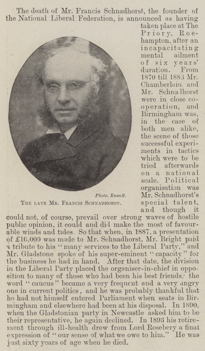 Zesnulý pan Francis Schnadhorst od English Photographer