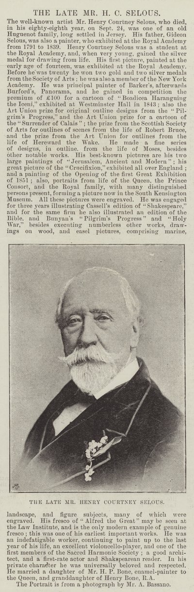 Zesnulý pan Henry Courtney Selous od English Photographer