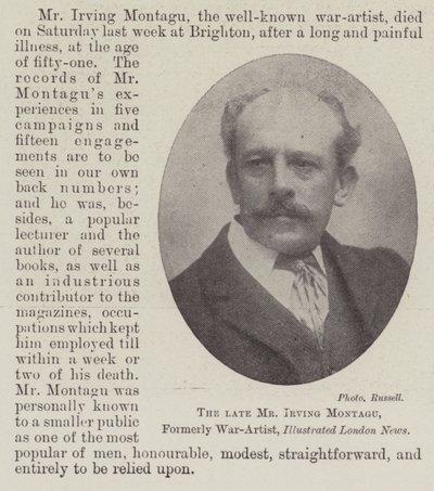 Zesnulý pan Irving Montagu, bývalý válečný umělec, Illustrated London News od English Photographer