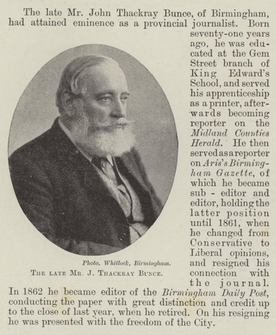 Zesnulý pan J Thackray Bunce od English Photographer