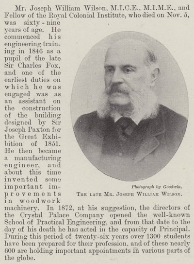 Zesnulý pan Joseph William Wilson od English Photographer