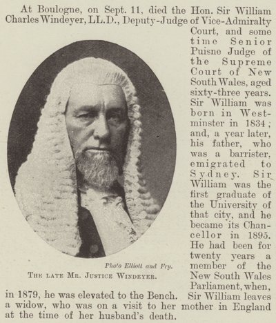 Zesnulý pan Justice Windeyer od English Photographer