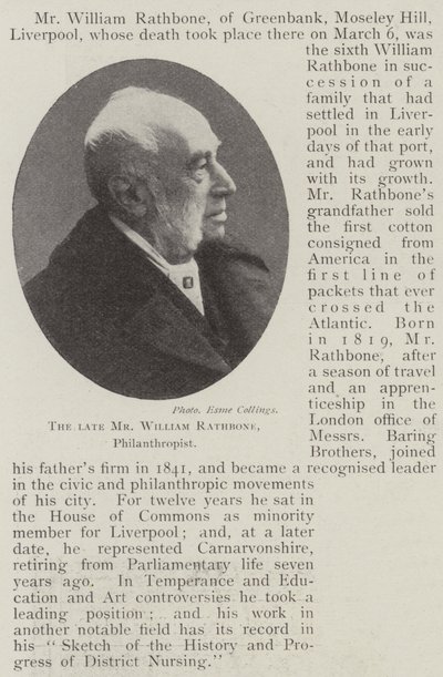 Zesnulý pan William Rathbone, filantrop od English Photographer