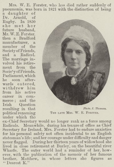 Zesnulá paní W E Forster od English Photographer