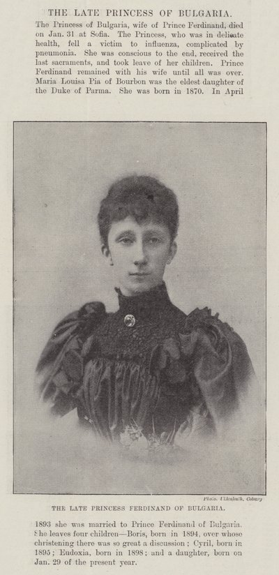 Zesnulá princezna Ferdinand Bulharská od English Photographer