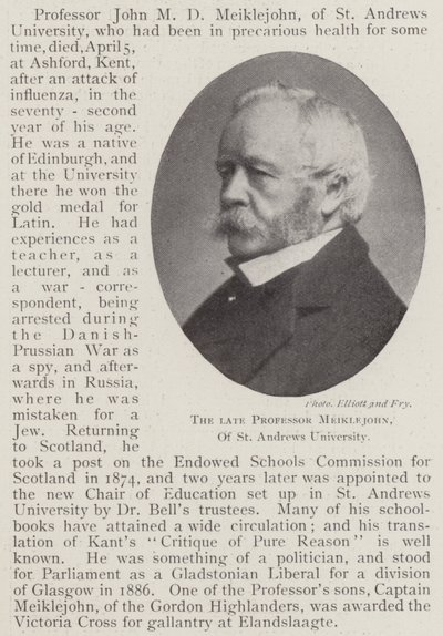 Zesnulý profesor Meiklejohn z univerzity St Andrews od English Photographer