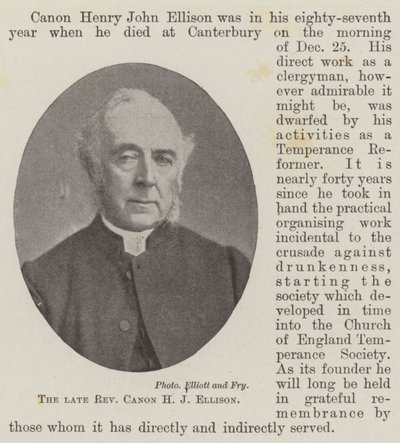 Zesnulý reverend Canon H J Ellison od English Photographer