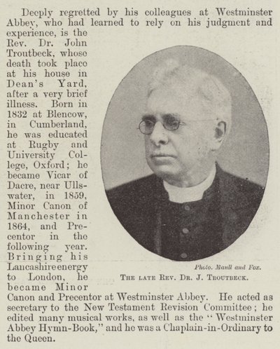 Zesnulý reverend Dr. J Troutbeck od English Photographer