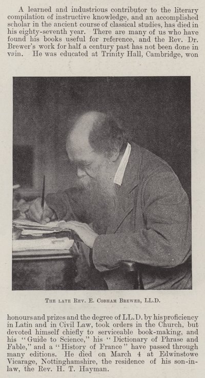 Zesnulý reverend E Cobham Brewer, LLD od English Photographer
