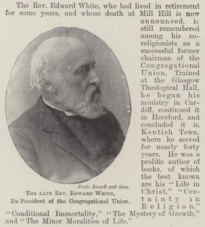 Zesnulý reverend Edward White, bývalý předseda kongregační unie od English Photographer