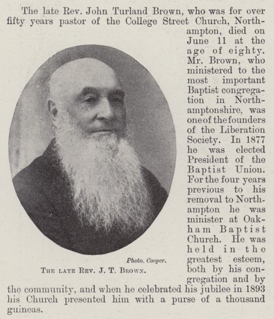 Zesnulý reverend J T Brown od English Photographer