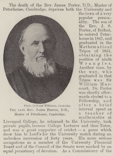 Zesnulý reverend James Porter, DD, Master of Peterhouse, Cambridge od English Photographer