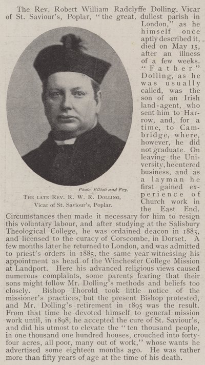 Zesnulý reverend R W R Dolling, vikář ze St Saviours, Topol od English Photographer