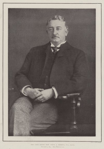 Zesnulý ctihodný Cecil J Rhodes, PC, DCL od English Photographer