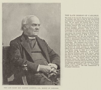 Zesnulý Pravý reverend Harvey Goodwin, DD, biskup z Carlisle od English Photographer