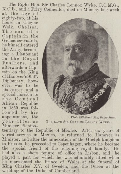Zesnulý sir Charles Lennox Wyke od English Photographer