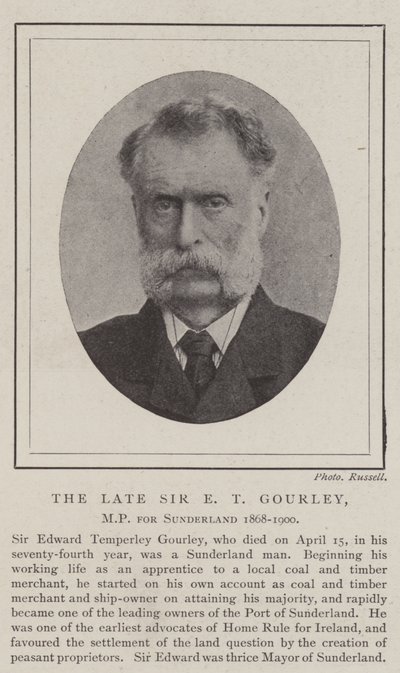Zesnulý Sir E T Gourley, poslanec za Sunderland 1868-1900 od English Photographer