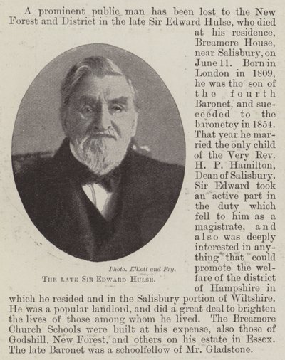 Zesnulý sir Edward Hulse od English Photographer