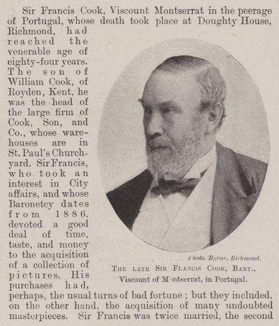 Zesnulý Sir Francis Cook, Baronet, vikomt z Montserratu, v Portugalsku od English Photographer