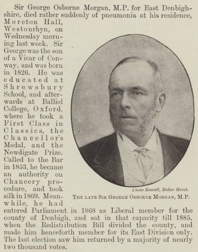 Zesnulý Sir George Osborne Morgan, MP od English Photographer