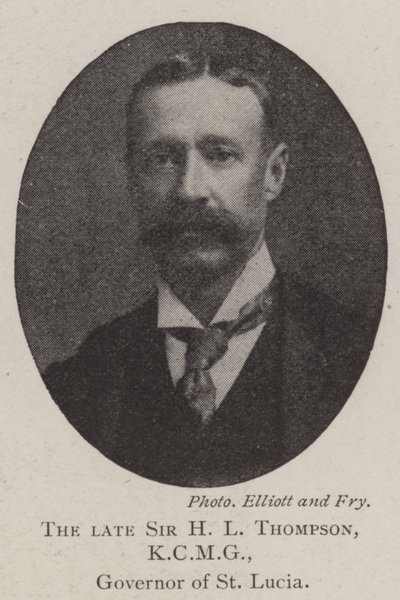 Zesnulý Sir H L Thompson, KCMG, guvernér Svaté Lucie od English Photographer