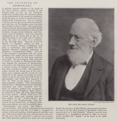 Zesnulý sir Isaac Pitman od English Photographer