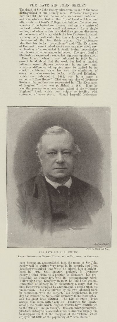 Zesnulý Sir JR Seeley, Regius profesor moderních dějin na University of Cambridge od English Photographer