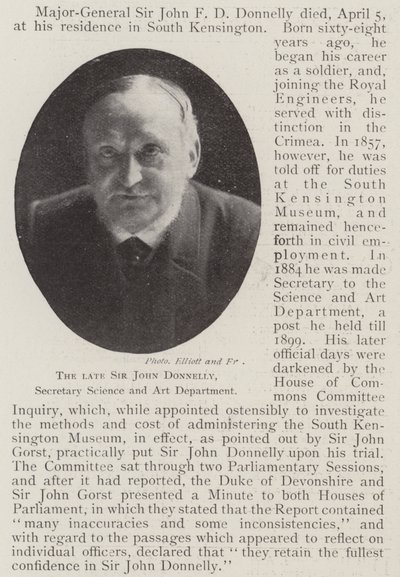 Zesnulý sir John Donnelly, tajemník oddělení vědy a umění od English Photographer