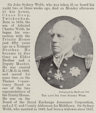 Zesnulý sir John Sydney Webb od English Photographer