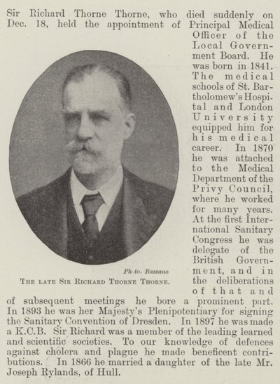 Zesnulý sir Richard Thorne Thorne od English Photographer