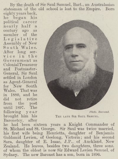 Zesnulý sir Saul Samuel od English Photographer