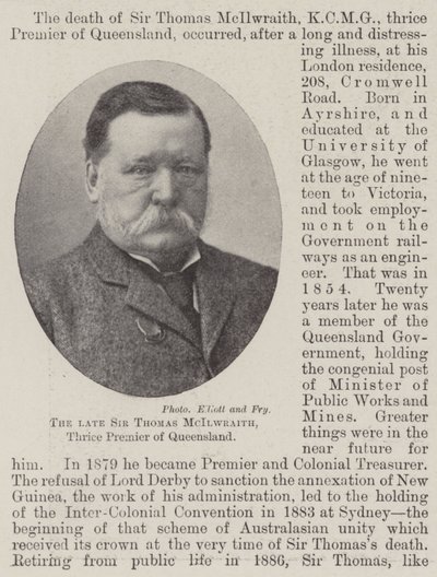 Zesnulý sir Thomas McIlwraith, třikrát premiér Queenslandu od English Photographer