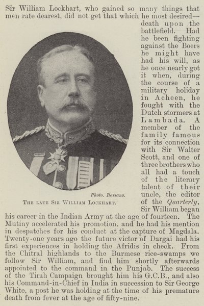 Zesnulý sir William Lockhart od English Photographer