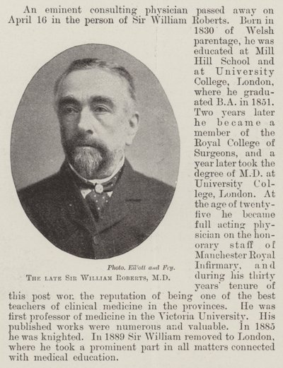 Zesnulý Sir William Roberts, MD od English Photographer
