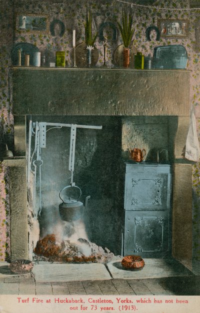 Požár trávníku v Huckaback, Castleton, Yorks, který nebyl venku 73 let. Pohlednice odeslaná v roce 1913 . od English Photographer