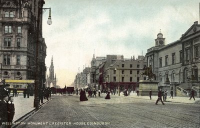 Wellington Memorial and Register House, Edinburgh (barevná fotografie) od English Photographer