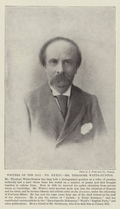 Spisovatelé dne, pan Theodore Watts-Dunton od English Photographer